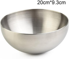 Double Wall Stainless Steel Mixing Bowl Heat Insulated Rice Soup Salad Container with Anti-Slip Base Kitchen Storage Bowls Nesting Set(12cm Silver)