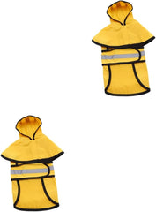 Angoily 2pcs Pet Dog Reflective Raincoat Hooded Rain Jacket for Small Dogs Yellow for Outdoor Walking Running and Spring Use