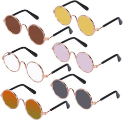 Angoily 12pcs Funny Sunglasses for Pets Adorable Eyewear for Dogs and Cats Includes Gold Frame Yellow White Tawny and Crystal Red for Parties and Costumes