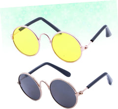 3pcs Pet Sunglasses for Dogs and Cats Funny Creative Prop Glasses Golden Frames Yellow Black Patterns Lightweight Uv for Pet Parties