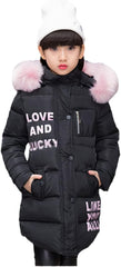 Yiqinyuan Girls Warm Winter Coat Fashion Long Kids Hooded Jacket Coat for Girl Outerwear Girls Clothes