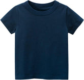 Baby Kids Summer Cotton Tee Tops Casual Solid Color Basic T-Shirt Little Boys Girls Short Sleeve Crewneck Comfort Shirt