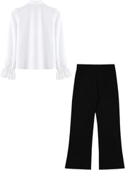 Girls Boys Yoga Flare Legging Dance Pants with Long Sleeve Ruffle Shirt for Latin Jazz Ballet Dance Training Outfit