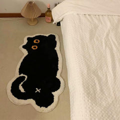 Cute Novelty Black Cat Bath Mat Bath Rug Area Rug Water Absorption Non Slip Mat Rug for Bedroom Bathroom Toilet Floors Kitchen