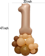 Digital Column Kit Birthday Party Decoration 32" Large Caramel Foil Number Balloons 0-9 For Boys Girls Baby Shower Photo Shots Women Men Party Anniversary Supplies (Digital Balloon Kit 3)