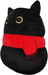 Black Cat Stuffed Animal Plush Toy Creative Cat Shape Soft Pillow Toys Gifts Cute Dolls for Girlfriend Kids Baby Girls, 25cm/9.8in