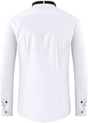 FAHIZO Men's White Tuxedo Shirt with Wing Collar, French Cuffs & Accessories