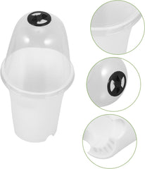 POPETPOP Stuffy Planting Container Set 2 Pack Plastic Round Flower Pots with Lid Outdoor Planter Boxes