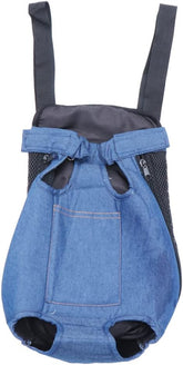 Dog Backpack Pet Chest Bag Denim XL Size Comfortable Zipper Head Neck Support