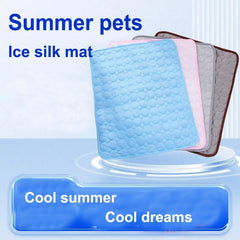 Pet Ice Silk Self Mat, Non-Slip Summer Cooling Mat for pet, Foldable Summer Reusable Pets Cool Bed, Washable & Portable Pet Soft Pad, for Small Medium Large Dogs and Cat (Blue,X-Small)