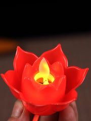 7.6cm Battery Simulation Electronic Lotus Lamp LED Buddha Candle Temple Dharma Meeting Lotus Lamp