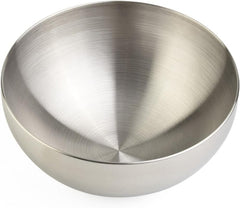 Double Wall Stainless Steel Mixing Bowl Heat Insulated Rice Soup Salad Container with Anti-Slip Base Kitchen Storage Bowls Nesting Set(12cm Silver)