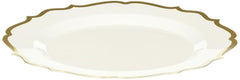 Blue Sky Contemporary Collection White With Gold Rim Plastic Plates - 7.5" (10 count) Disposable Dinnerware for Events and Parties