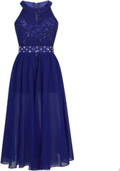 Yartina Kids Girls Flower Girl Sleeveless Dress Floral Rhinestone Romper Lace Maxi Skirts Wedding Birthday Ball Gown