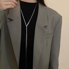 Dainty Gold Necklace for Women, Women's Trendy Y-Shaped Pendant Necklaces Layered Long Chain Necklace Jewelry