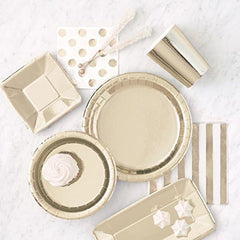 Gold Foil Square Appetizer Plates, 5" (8-Pack) - Stunning Foil Board Design, Perfect for Parties and Events
