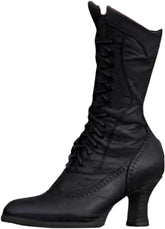 Crzidha Vintage Victorian Boots for Women Retro Renaissance Granny Mid Calf Boots with Kitten Low Heel Ladies Casual Classic Pointed Toe Lace up Shoes Dressy Comfortable Solid Color Heels Shoes