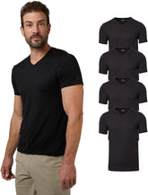 32 Degrees Mens 4 Pack Cool V-Neck T-Shirt | Anti-Odor | Quick Drying | 4-Way Stretch