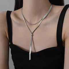 Dainty Gold Necklace for Women, Women's Trendy Y-Shaped Pendant Necklaces Layered Long Chain Necklace Jewelry