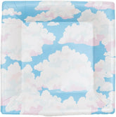 Caspari Blue Skies Square Salad & Dessert Plates - 8 Paper Plates per Pack
