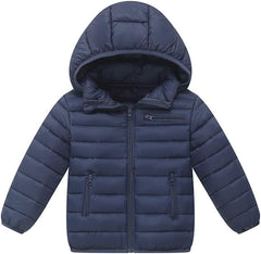 Valcatch Kids Boys Girls Puffer Jackets Hooded Winter Coat with Zipper Pockets Warm Down Coat Padded Full Zip Snow Outerwear