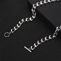 Fashion Simple Chunky Chain OT buckle Necklace Silver Choker Necklace Jewelry for Men Women