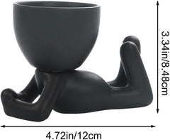 Face Flower Pot Head Planter - Mini Indoor Ceramic Pots with Holes | Lovely Human Shape Modern Decorative Planter Pot for Indoor Flower, Plant, Cactus Bonsai