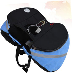 Pet Dog Backpack Portable Outdoor Hiking Rucksack Breathable Side Pockets for Snacks and Water Safety Reflective Band Oxford Material s