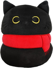 Black Cat Stuffed Animal Plush Toy Creative Cat Shape Soft Pillow Toys Gifts Cute Dolls for Girlfriend Kids Baby Girls, 25cm/9.8in