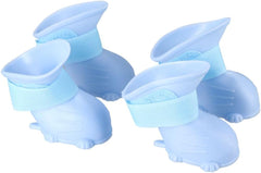 Pokinge 4 Pcs Pet Dog Rain Shoes, Candy Colors Waterproof Puppy Boot Cute Pet Sneaker for Small Dogs Anti-Slip Soft TEP Pet Paw Protector