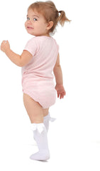 EPEIUS Baby Girls Knee High Socks Cotton Uniform Socks Tube Ruffled Stockings Newborn Infant Toddler (Pack of 3/5)