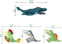 Dinosaur Hand Puppets with Movable Mouth Kids Adults Plush Stuffed Animal Hand Puppets Toys Plush Animal Interactive Toys for Role Play Storytelling Show Theater