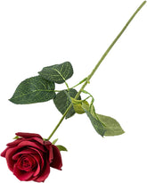 Artificial Fake Flowers, Artificial Plant, with Green Leaves Realistic Looking Multiple Layers Petals Real Touch Rose Branch Stem Simulation Flower Decoration Home Decor Red