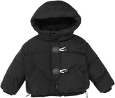 Cotton Coat for Boys Girls Adjustable Hem Hooded Quilted Jacket Casual Soft Comfortable Cute Outerwear with Pockets