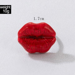 Vintage Lips Open Silver Ring, Women Fashion Jewelry Trendy Gift Accessories