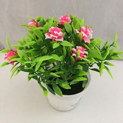 Artificial Rose Mini Potted Plant – 6-Flower Decorative Bonsai (13cm X 16Cm) | For Home & Office Decor(Yellow)