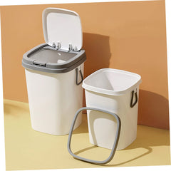 Decorative Waste Basket Modern Small Trash Can for Kitchen Bathroom Office Storage Bin Narrow Lid Press Action for Home Decor