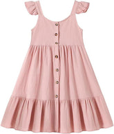 Easter Dresses Kids Pleated Neck Sleeveless Casual Little Girl Camisole Ruffled Dress Spring Dress Girls Size 14