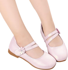 Girls Communio𝐧 Pu Leather Dress Shoes Flower Little Kid Mary Jane Ballet Flat𝐬 for Wedding Part𝐲 Communio𝐧 Shoes