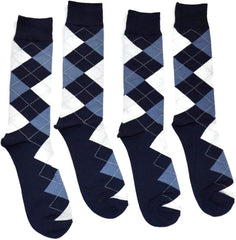 Big & Tall Men's Dress Socks - Argyle Pattern - Premium Cotton - Size 13-15