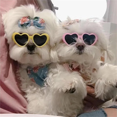 Decorative Play 2PC Love Dog Shape Pet Mini Sunglasses Cute Pet Cat Grooming Decoration Supplies(Yellow)