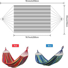 Comfortable Double Canvas Hammock, Fabric Camping Hammock 250x150CM, Portable Lightweight Hammock with Travel Bag for Camping