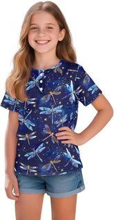 GzzxiailgGraphic Kids T Shirt, Girl Creative Print Crewneck Shirts, Girls Short Sleeve Tees for 2-16 Years