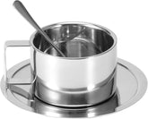 Stainless Steel Coffee Cup Set, Mug and Saucer Set Espresso Cup with Saucer and Spoon Double Wall Insulated Coffee Mug for Coffee LatteTea Milk Kitchen Supplies