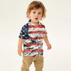 Toddler Boys Girls Short Sleeve Botton Independence Day 4th of July Prints Kids Tops T Shirt Boy Basketball Short Pack