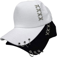 Iron Ring Crossed Hip Hop Hat Adjustable Long Brim Baseball Cap Outdoor Sports Sunscreen Sun Hats for Women Men
