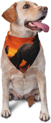 Horses Red Glowing Clouds Dog Bandana Pet Scarf Accessories for Small Medium Dogs Cats Photo Prop, Triangle Pet Bandanas Adjustable Puppy Bib Washable Dog Kerchief Puppy Neckerchief