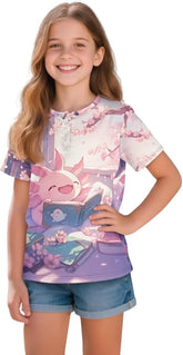 Tops for Girls Cute Tees Shirts with Button Size 2-16