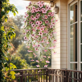 Artificial Fake Hanging Flowers Plants for Outdoor Spring Decoration,1 PCS Faux Silk Daisy with Eucalyptus Leaves,UV Resistant Look Real for Outside Home Indoor Planter Porch Patio Balcony Yard Decor