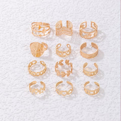 Hollow Leaf Geometric Bands, Brass Accessories, Stacking Seasonal Sets